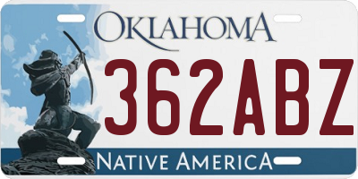 OK license plate 362ABZ
