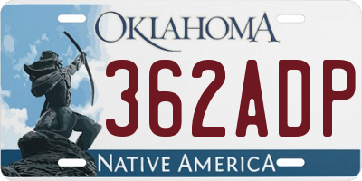 OK license plate 362ADP
