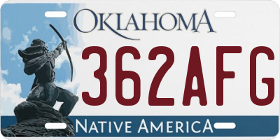 OK license plate 362AFG