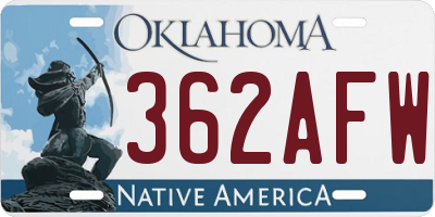 OK license plate 362AFW