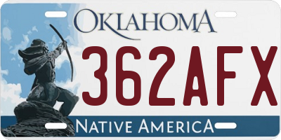 OK license plate 362AFX