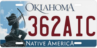 OK license plate 362AIC