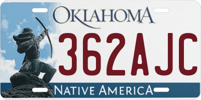 OK license plate 362AJC