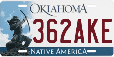 OK license plate 362AKE