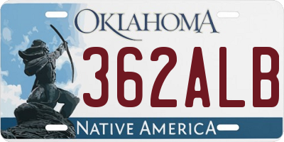 OK license plate 362ALB