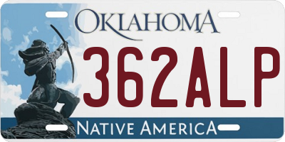 OK license plate 362ALP