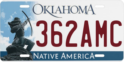 OK license plate 362AMC