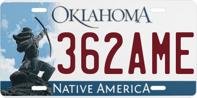 OK license plate 362AME