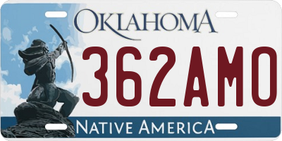 OK license plate 362AMO