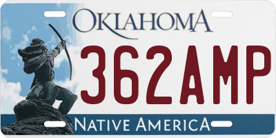 OK license plate 362AMP