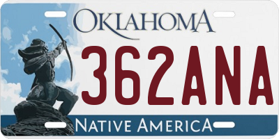 OK license plate 362ANA