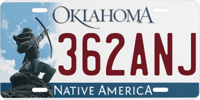 OK license plate 362ANJ
