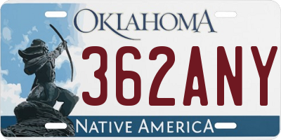 OK license plate 362ANY