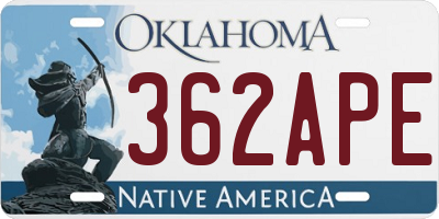OK license plate 362APE