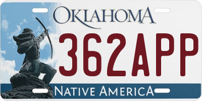 OK license plate 362APP
