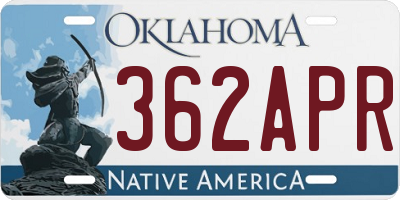 OK license plate 362APR