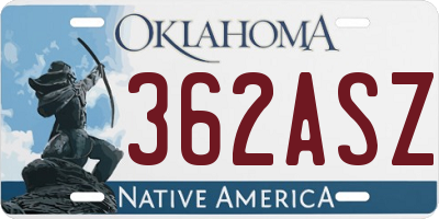 OK license plate 362ASZ