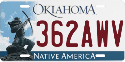 OK license plate 362AWV