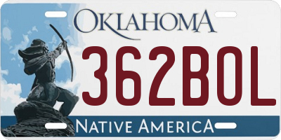 OK license plate 362BOL