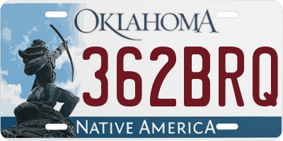 OK license plate 362BRQ