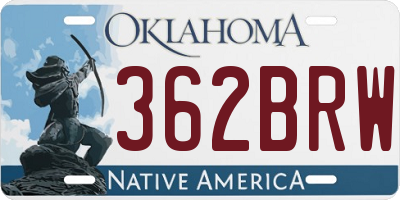 OK license plate 362BRW