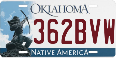 OK license plate 362BVW