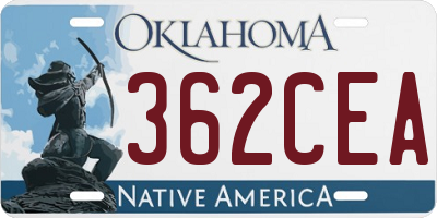 OK license plate 362CEA