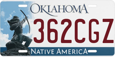 OK license plate 362CGZ