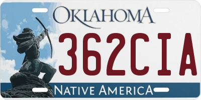 OK license plate 362CIA