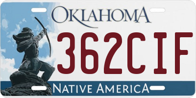 OK license plate 362CIF
