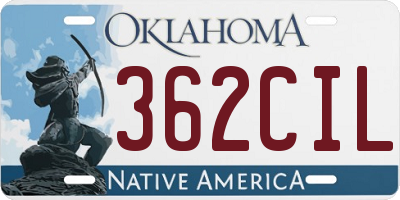OK license plate 362CIL