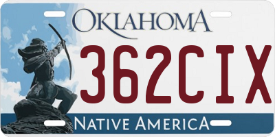 OK license plate 362CIX