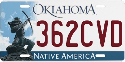 OK license plate 362CVD