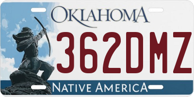 OK license plate 362DMZ