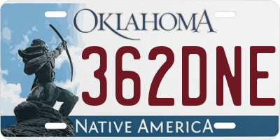 OK license plate 362DNE