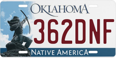 OK license plate 362DNF