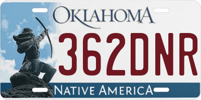 OK license plate 362DNR