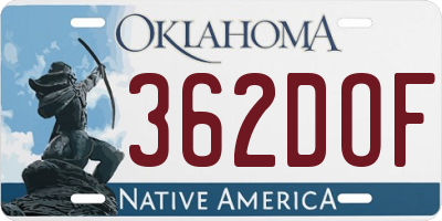 OK license plate 362DOF