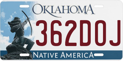 OK license plate 362DOJ