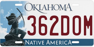 OK license plate 362DOM