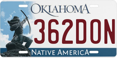 OK license plate 362DON