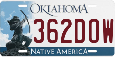 OK license plate 362DOW