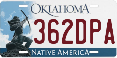 OK license plate 362DPA