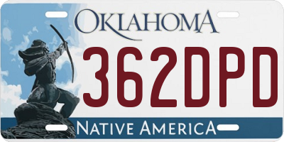 OK license plate 362DPD