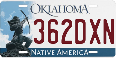 OK license plate 362DXN
