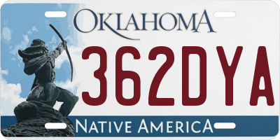 OK license plate 362DYA