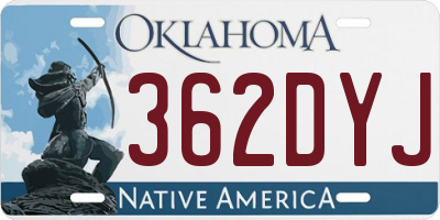 OK license plate 362DYJ