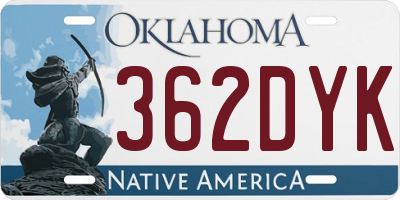 OK license plate 362DYK