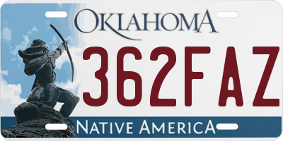 OK license plate 362FAZ