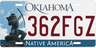 OK license plate 362FGZ